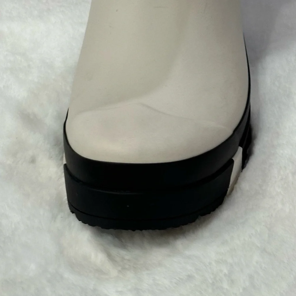 Hunter Boots Play Short Stripped Rain Snow Boots Rubber Slip On Platform Vegan